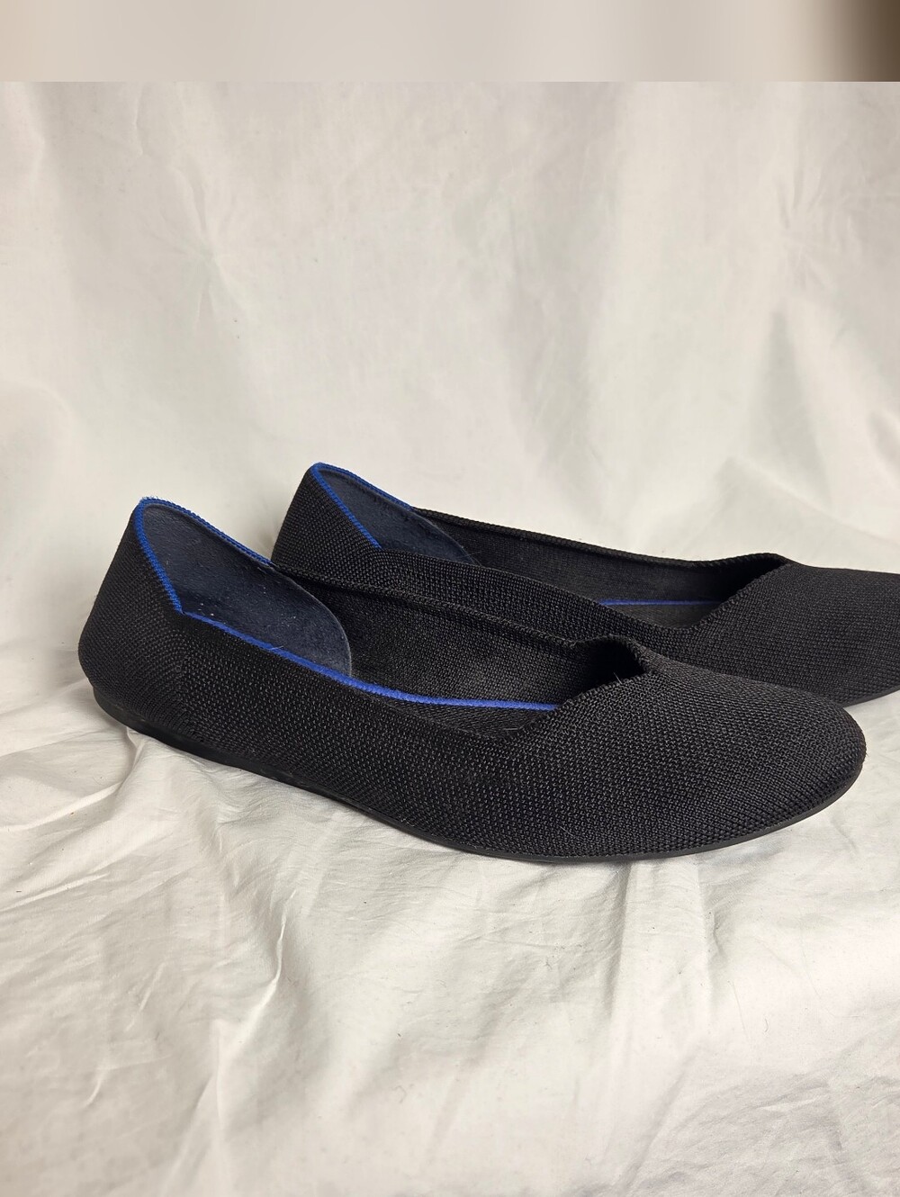 Rothys Ballet Flats Black Soft Fabric Slip On Women's 11 Blue Halo Rounded Toe - Picture 3 of 6